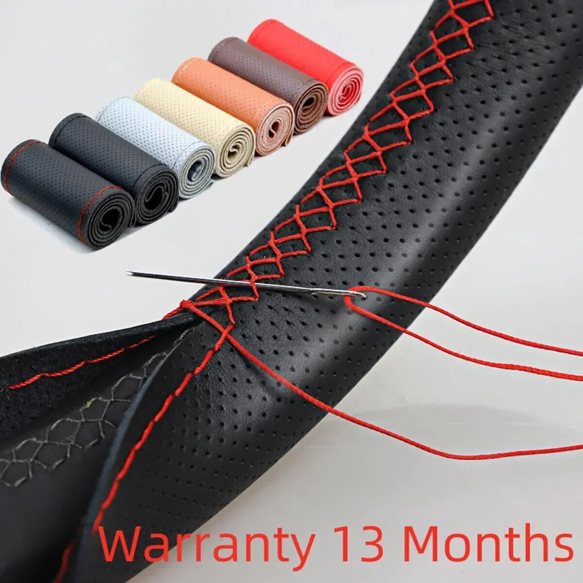 Car Steering Wheel Cover Anti Slip Breathable - 유니버설 가죽 자동차 스티어링 휠 스티치