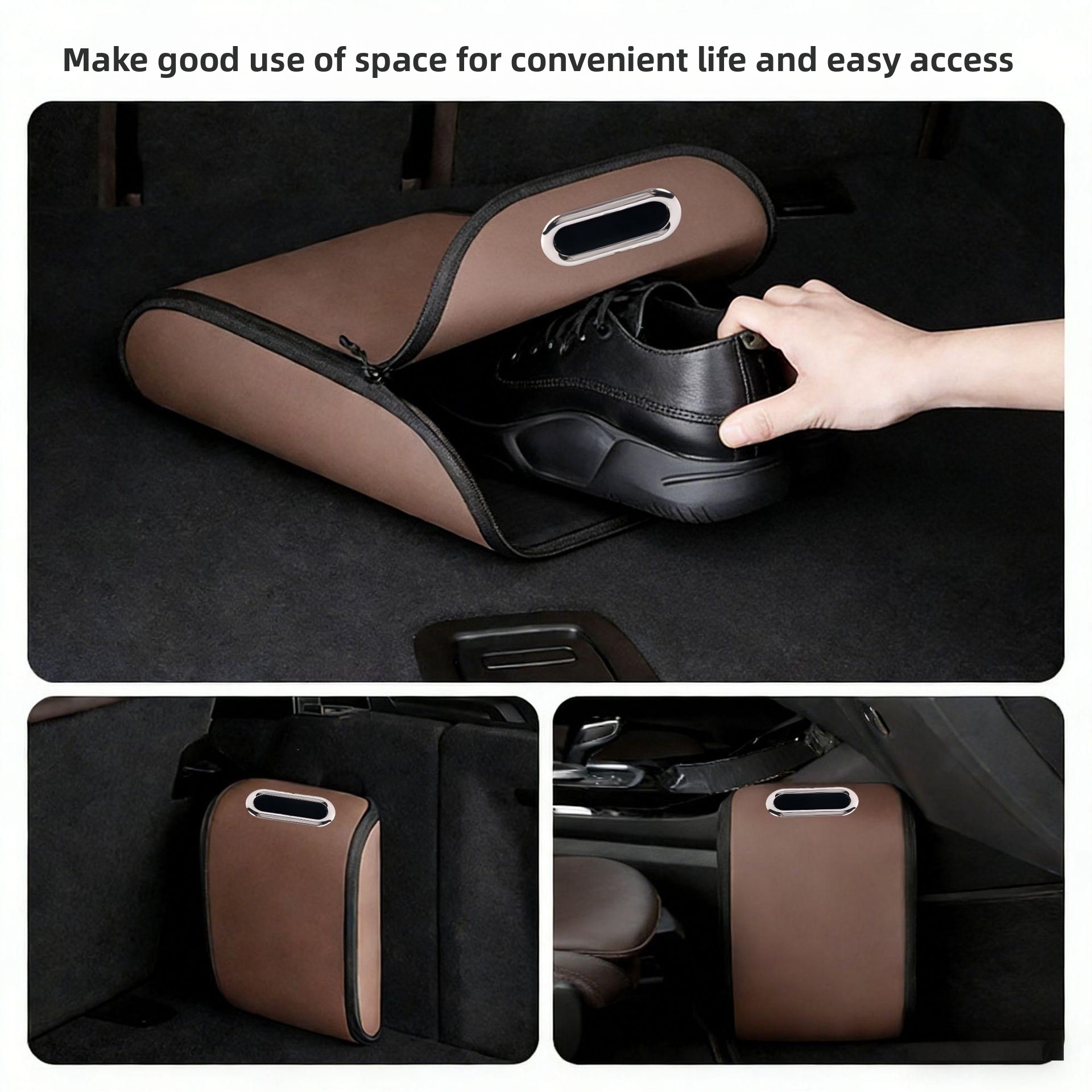 차량 트렁크용 수납 가방, PU 가죽 소재, 대용량,  - Car Trunk Organizer Foldable Storage Box 리뷰 및 가격