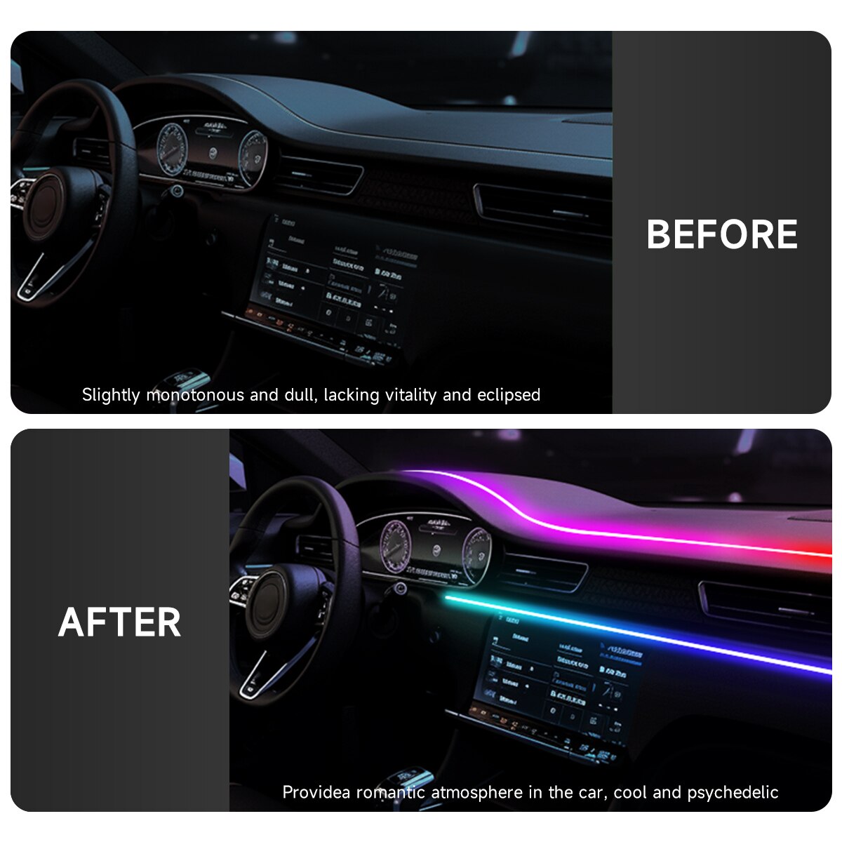 차량용 USB 64색 아크릴 스트립 LED 엠비언트 라 - Led Ambient Interior Car Lights App Control 리뷰 및 가격